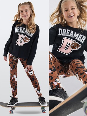 Leopar Kız Çocuk T-Shirt Tayt Takım