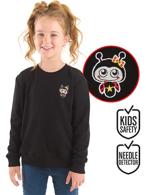 Denokids Uğurböceği Kız Çocuk Siyah Sweatshirt