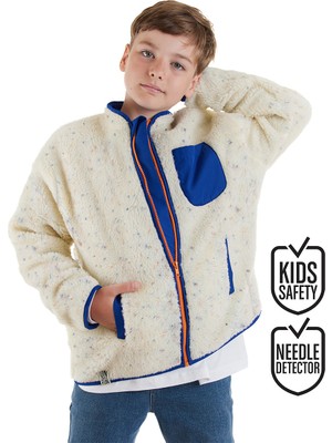 Beyaz Kız ve Erkek Çocuk Unisex Peluş Mont