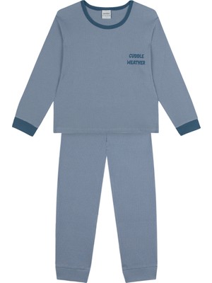 Antebies Organik Mavi Erkek Çocuk Pijama Takımı