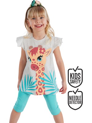 Denokids Süslü Zürafa Kız Çocuk T-shirt Tayt Takım