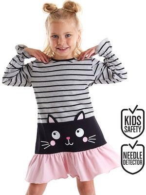Denokids Siyah Kedi Kız Elbise
