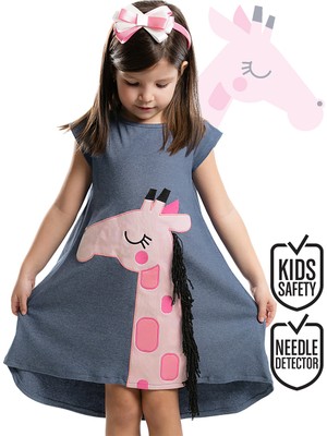 Denokids Pembe Zürafa Kız Çocuk Elbise+Saç Bandı