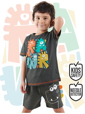 Denokids Rawr Dino Erkek Çocuk T-Shirt Şort Takım