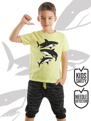 Mshb&G Sharks Erkek Çocuk T-Shirt Kapri Şort Takım