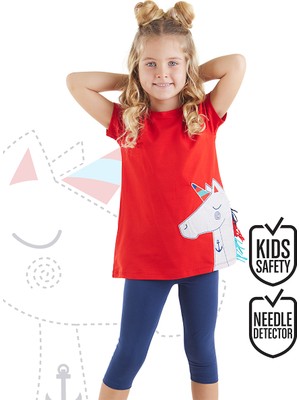 Denokids Denizci Unicorn Kız Çocuk Tunik Tayt Takım