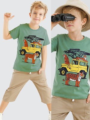 MSHB&G Safari Erkek Çocuk T-shirt Gabardin Şort Takım