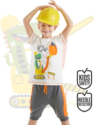 Denokids Dino At Work Erkek Çocuk T-shirt Kapri Şort Takım