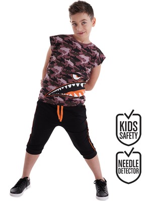 MSHB&G Monster Shark Erkek Çocuk T-shirt Kapri Şort Takım