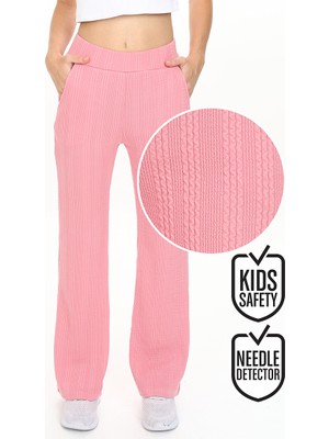Denokids Kız Çocuk Boru Paça Pembe Basic Eşofman Altı