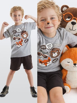 Denokids Arkadaşlar Erkek Çocuk T-shirt Şort Takım