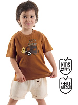 Denokids Erkek Bebek Çocuk Müslin Şort T-Shirt Takım