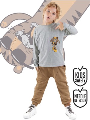 Denokids Cepte Kaplan Erkek Çocuk T-Shirt Pantolon Takım