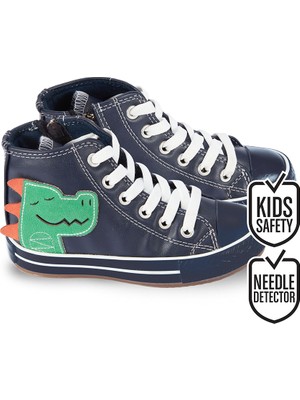 Denokids Dino Tırtırlı Erkek Çocuk Sneakers Lacivert Suni Deri 33 Numara Kolay Giyilir