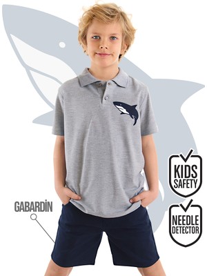 Mshb&G Shark Erkek Çocuk Yazlık Polo Yaka T-shirt Gabardin Şort Takım