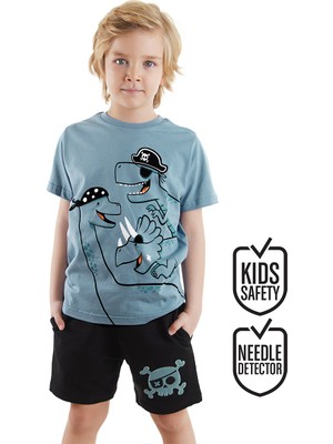 Denokids Korsan Dinolar Erkek Çocuk T-Shirt Şort Takım