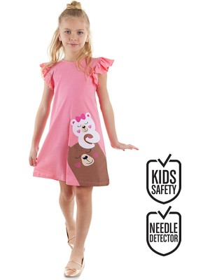 Denokids Ayıcıklar Kız Çocuk Pembe Elbise