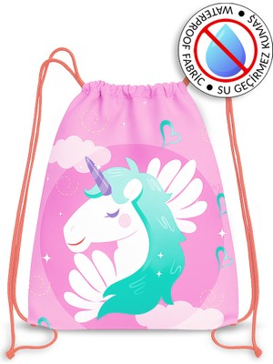 Unicorn Su Geçirmez Kız Çocuk Ipli Sırt - Plaj Çantası