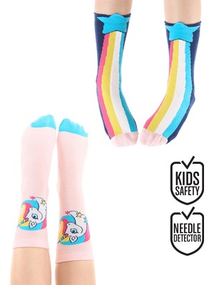 Denokids Rainbow Star Kız Çocuk 2li Soket Çorap Takım