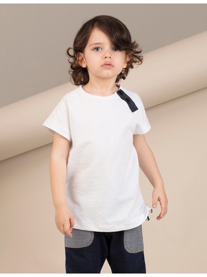 Ollie&Olla Pat Detaylı Erkek Çocuk Beyaz T-Shirt