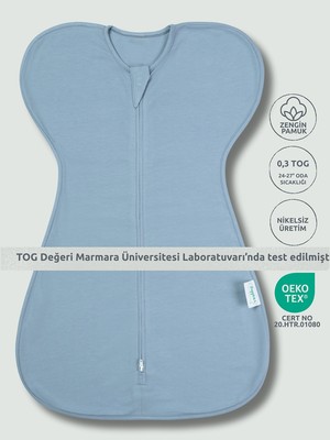 Zuppers  0,3 Tog Kelebek Kundak Uyku Tulumu (0-3 Ay) - Buz Mavisi