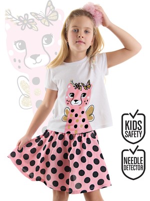 Denokids Çita Kız Çocuk T-Shirt Pembe Etek Takım