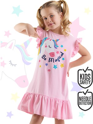 Denokids Unicorn Magic Kız Çocuk Pembe Elbise