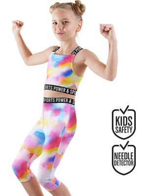 Denokids Batik Kız Çocuk Crop Top Spor Tayt Takım