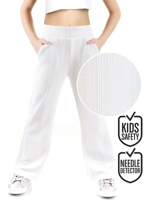 Denokids Kız Çocuk Boru Paça Ekru Basic Eşofman Altı