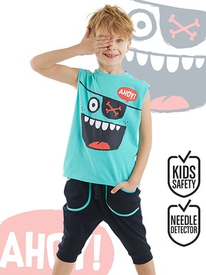 Denokids Ahoy Erkek Çocuk T-shirt Kapri Şort Takım