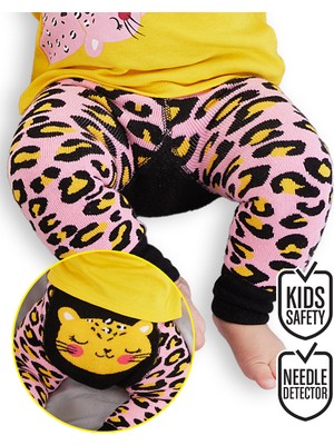 Denokids Leopar Kız Bebek Pembe Tayt-pantolon