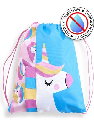 Denokids Kız Çocuk Plaj Çantası Su Geçirmez Sırt Çantası Unicorn