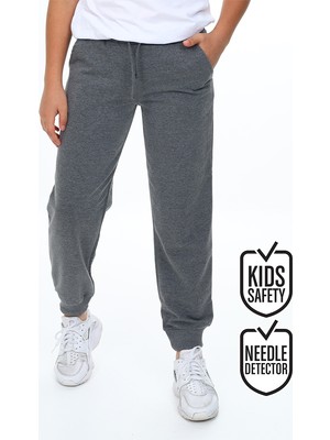 Denokids Unisex Çocuk Kışlık Basic Antrasit Beli Lastikli Eşofman Altı 6-13 Yaş