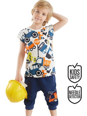 Denokids Arabalar Erkek Çocuk T-Shirt Baggy Kapri Takım