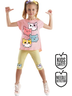 Denokids Kediler Kız Çocuk Tunik Tayt Takım