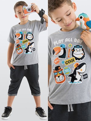 MSHB&G Cool Animals Erkek Çocuk T-Shirt Kapri Şort Takım