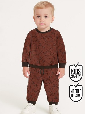 Denokids Hayvanlar Erkek Bebek Kahverengi Eşofman Takım