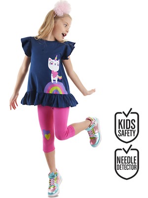 Denokids Unicorn Kedi Kız Çocuk T-Shirt Tayt Takım
