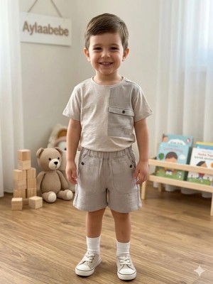 AYLAABEBE Erkek Şort T-Shirt Takım
