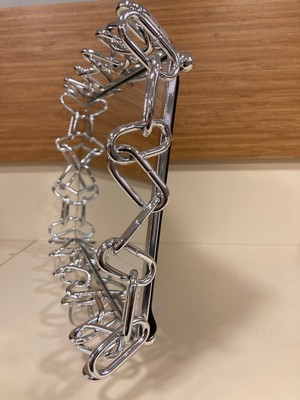 Plus Home Tepsi Dekoratif Dikdörtgen Aynalı Pirinç Zincir Model Ortaboy Renk Gümüş Çapı 34X24 cm