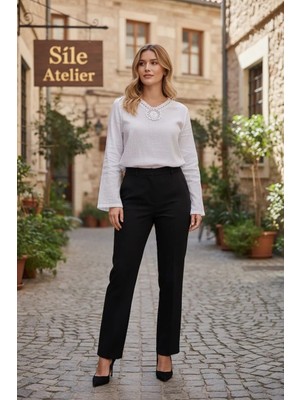 Sile Atelier Beyaz Pamuklu %100 Pamuk El Örmesi Yaka Detaylı Bluz Kadın