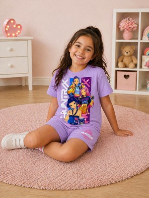 Aselin Kids %100 Pamuk Hun Tasarım2 Kız Çocuk Şortlu Yazlık Takım