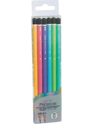 Serve Premium Kurşun Kalem Pastel Ahşap Mercanlı 6'lı Pet