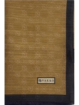 Vakko Pamuk Ipek Monogram Şal 44225-AÇIK Kahve