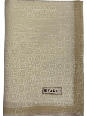 Vakko Pamuk Ipek Monogram Şal 041728-EKRU