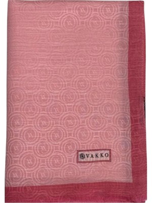 Vakko Pamuk Ipek Monogram Şal 041728-AÇIK Pembe
