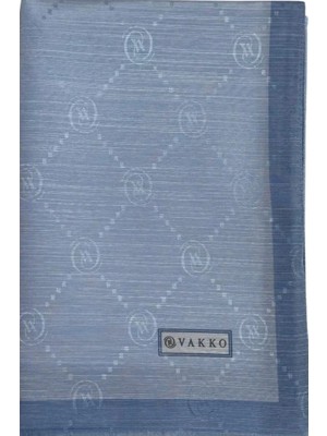 Vakko Pamuk Ipek Monogram Şal 42140-AÇIK Mavi