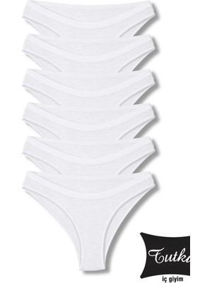 Tutku Kadın 6’lı Beyaz Pamuklu Likralı Bikini Külot