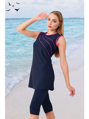 incy style Biyeli Likralı Sıfır Kollu Yarı Kapalı Tesettür Mayo