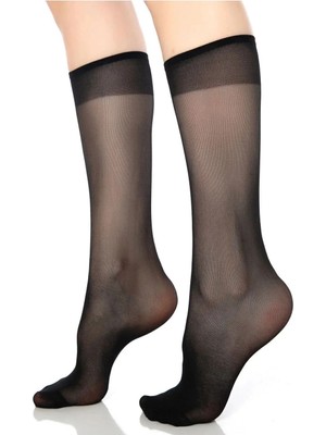 Uzn Socks 5 Çift Ten Kadın Siyah Ince Dizaltı 20 Denye Pantalon Çorabı